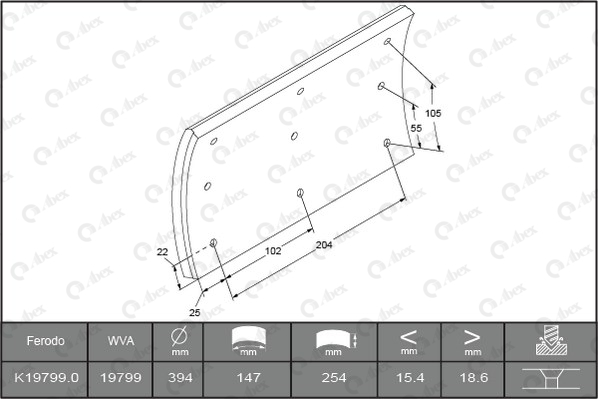 Set garnituri de frictiune, frana tambur B2095932 ABEX