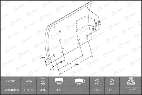 Set garnituri de frictiune, frana tambur B2097927 ABEX
