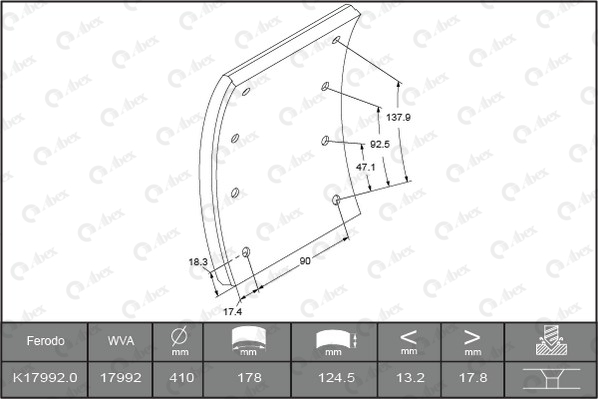 Set garnituri de frictiune, frana tambur B2150929 ABEX