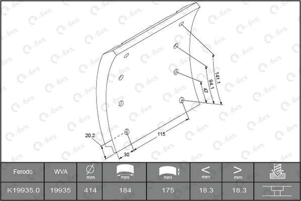 Set garnituri de frictiune, frana tambur B2180970 ABEX