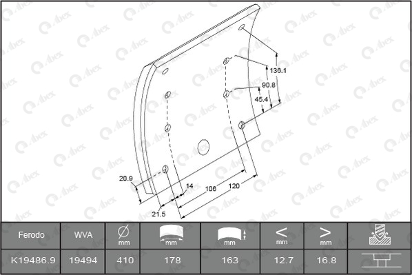 Set garnituri de frictiune, frana tambur B2202167 ABEX
