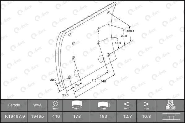 Set garnituri de frictiune, frana tambur B2203153 ABEX