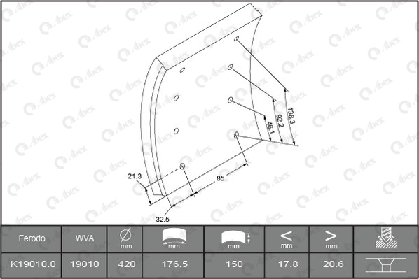 Set garnituri de frictiune, frana tambur B2711159 ABEX