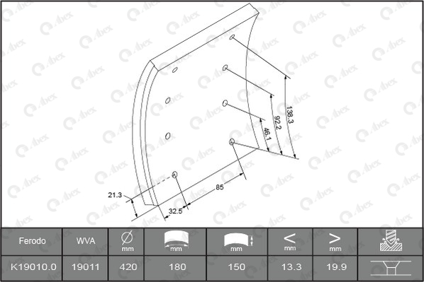 Set garnituri de frictiune, frana tambur B2711162 ABEX
