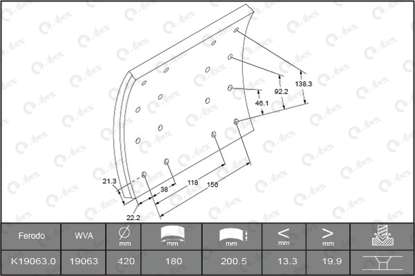Set garnituri de frictiune, frana tambur B2713162 ABEX
