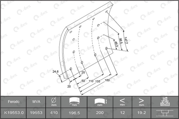 Set garnituri de frictiune, frana tambur B2737166 ABEX