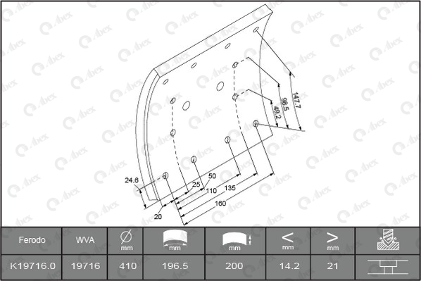 Set garnituri de frictiune, frana tambur B2742166 ABEX