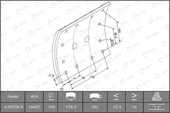 Set garnituri de frictiune, frana tambur B2749172 ABEX