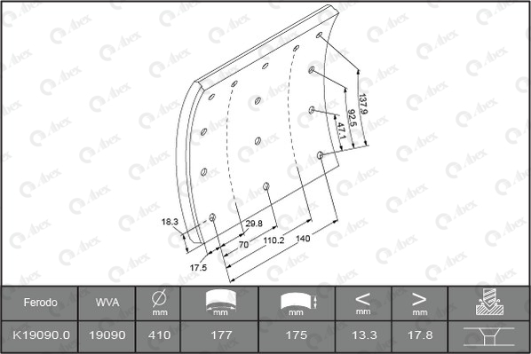 Set garnituri de frictiune, frana tambur B2754159 ABEX