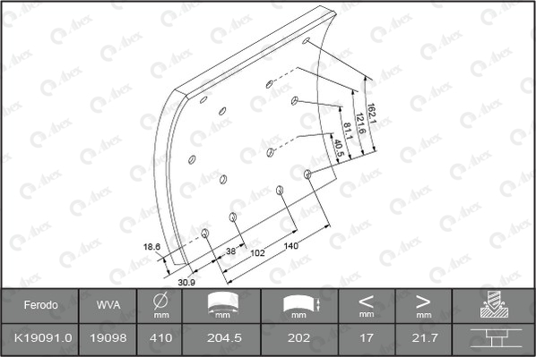 Set garnituri de frictiune, frana tambur B2758151 ABEX