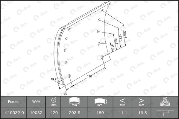 Set garnituri de frictiune, frana tambur B2870153 ABEX