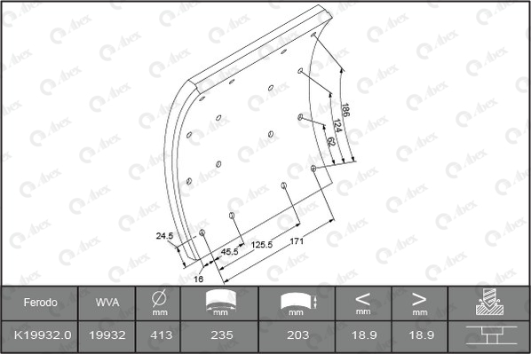 Set garnituri de frictiune, frana tambur B4481151 ABEX