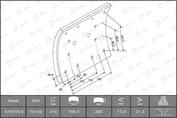 Set garnituri de frictiune, frana tambur B4899151 ABEX