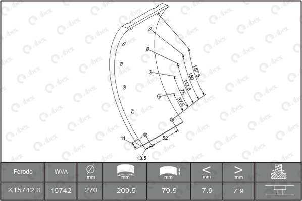 Set garnituri de frictiune, frana tambur J1293928 ABEX