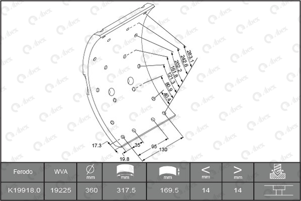 Set garnituri de frictiune, frana tambur J1356928 ABEX