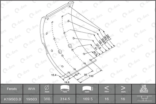 Set garnituri de frictiune, frana tambur J1675151 ABEX