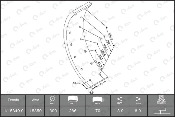 Set garnituri de frictiune, frana tambur J2512924 ABEX