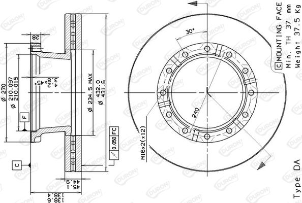 Disc frana DCR254A DURON