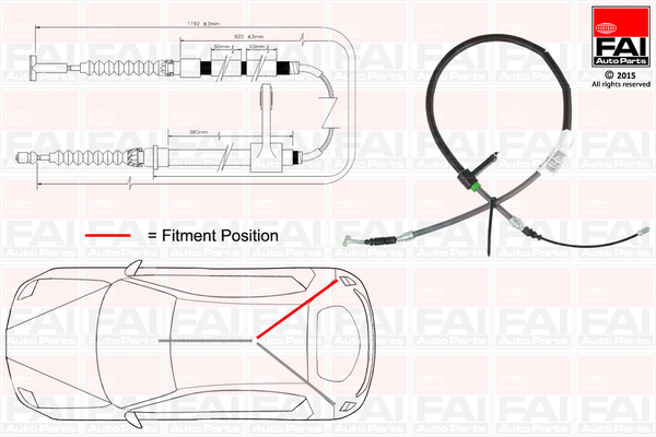 Cablu, frana de parcare FBC0003 FAI AutoParts