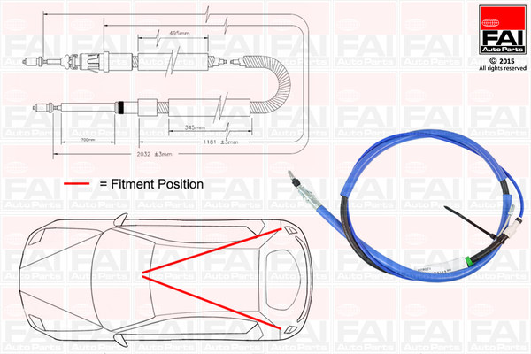 Cablu, frana de parcare FBC0013 FAI AutoParts