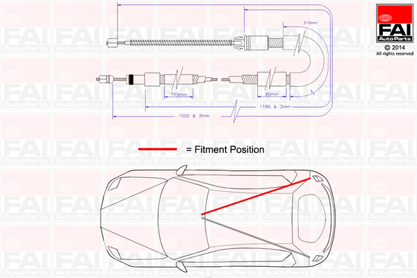 Cablu, frana de parcare FBC0015 FAI AutoParts