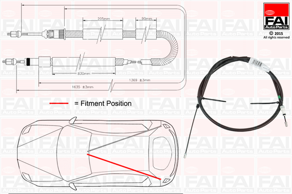 Cablu, frana de parcare FBC0016 FAI AutoParts