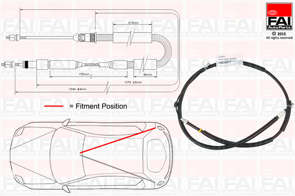 Cablu, frana de parcare FBC0017 FAI AutoParts