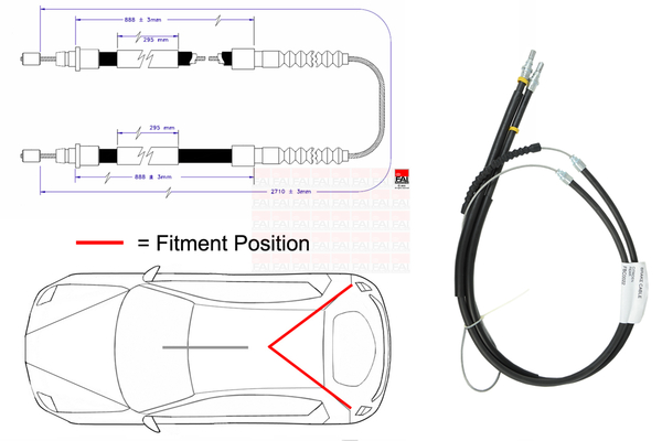 Cablu, frana de parcare FBC0022 FAI AutoParts