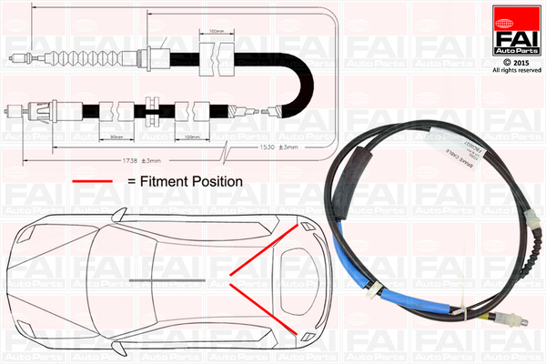 Cablu, frana de parcare FBC0037 FAI AutoParts