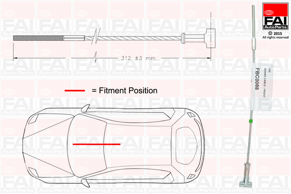 Cablu, frana de parcare FBC0088 FAI AutoParts