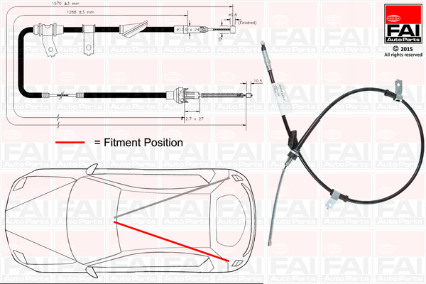 Cablu, frana de parcare FBC0102 FAI AutoParts