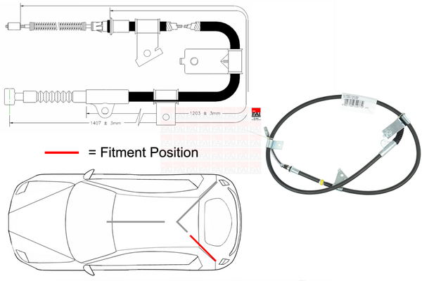 Cablu, frana de parcare FBC0108 FAI AutoParts