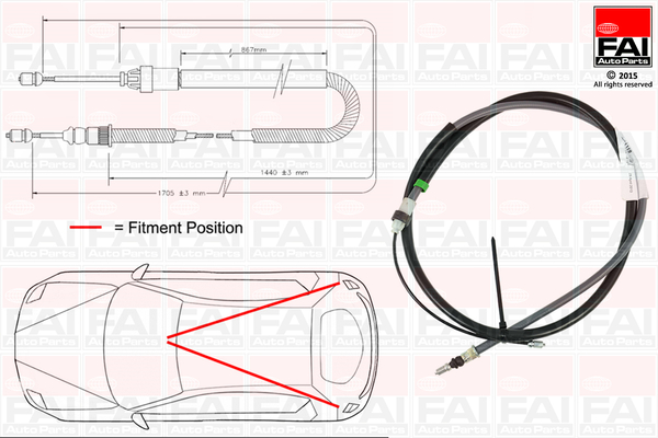 Cablu, frana de parcare FBC0110 FAI AutoParts
