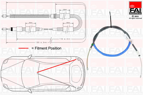 Cablu, frana de parcare FBC0124 FAI AutoParts