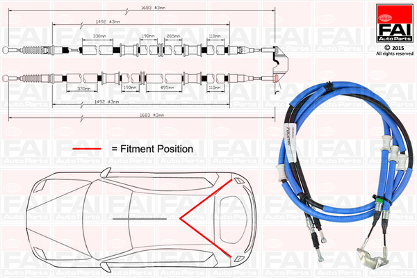 Cablu, frana de parcare FBC0160 FAI AutoParts