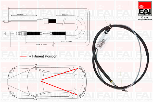 Cablu, frana de parcare FBC0170 FAI AutoParts