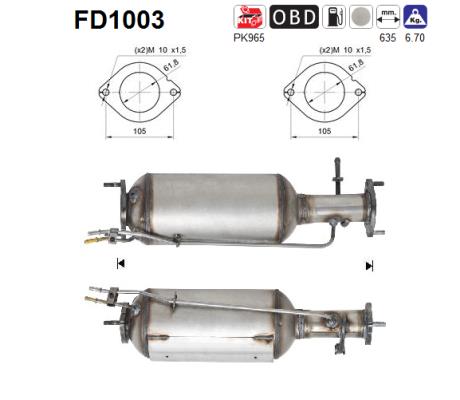 Filtru funingine/particule, sist.de esapament FD1003 AS