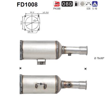 Filtru funingine/particule, sist.de esapament FD1008 AS