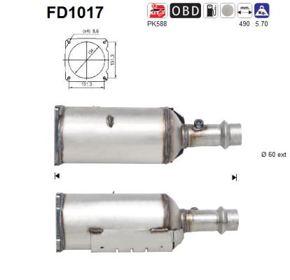 Filtru funingine/particule, sist.de esapament FD1017 AS