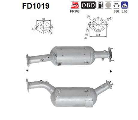 Filtru funingine/particule, sist.de esapament FD1019 AS