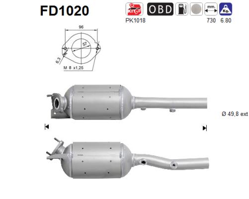 Filtru funingine/particule, sist.de esapament FD1020 AS