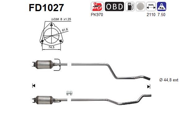 Filtru funingine/particule, sist.de esapament FD1027 AS