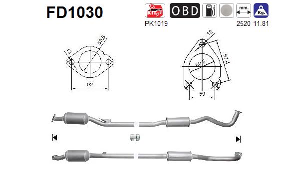 Filtru funingine/particule, sist.de esapament FD1030 AS