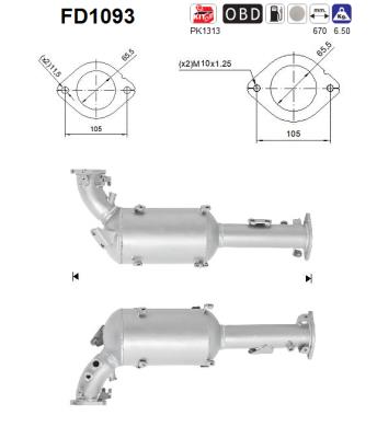 Filtru funingine/particule, sist.de esapament FD1093 AS