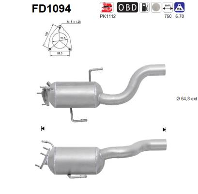 Filtru funingine/particule, sist.de esapament FD1094 AS