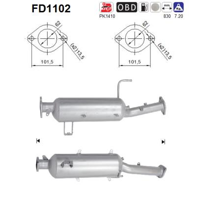 Filtru funingine/particule, sist.de esapament FD1102 AS