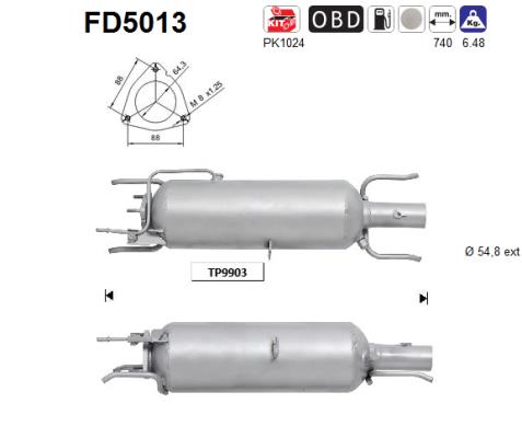 Filtru funingine/particule, sist.de esapament FD5013 AS