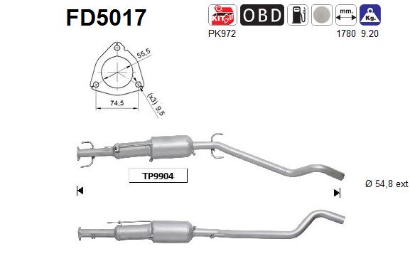 Filtru funingine/particule, sist.de esapament FD5017 AS