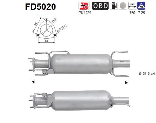 Filtru funingine/particule, sist.de esapament FD5020 AS