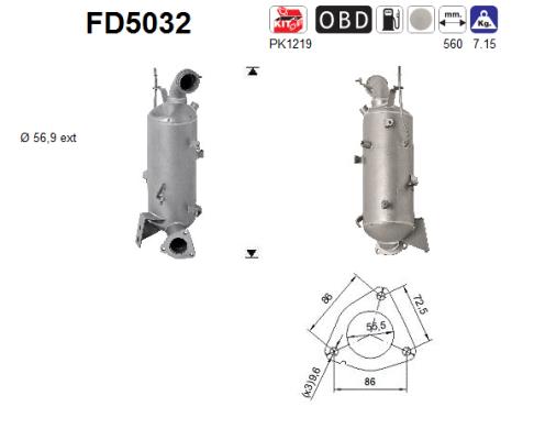 Filtru funingine/particule, sist.de esapament FD5032 AS